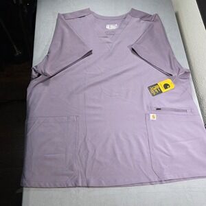 NWT Carhartt Force Womens Plus Size 2XL Scrub Top Lt. Purple V-Neck Modern Fit